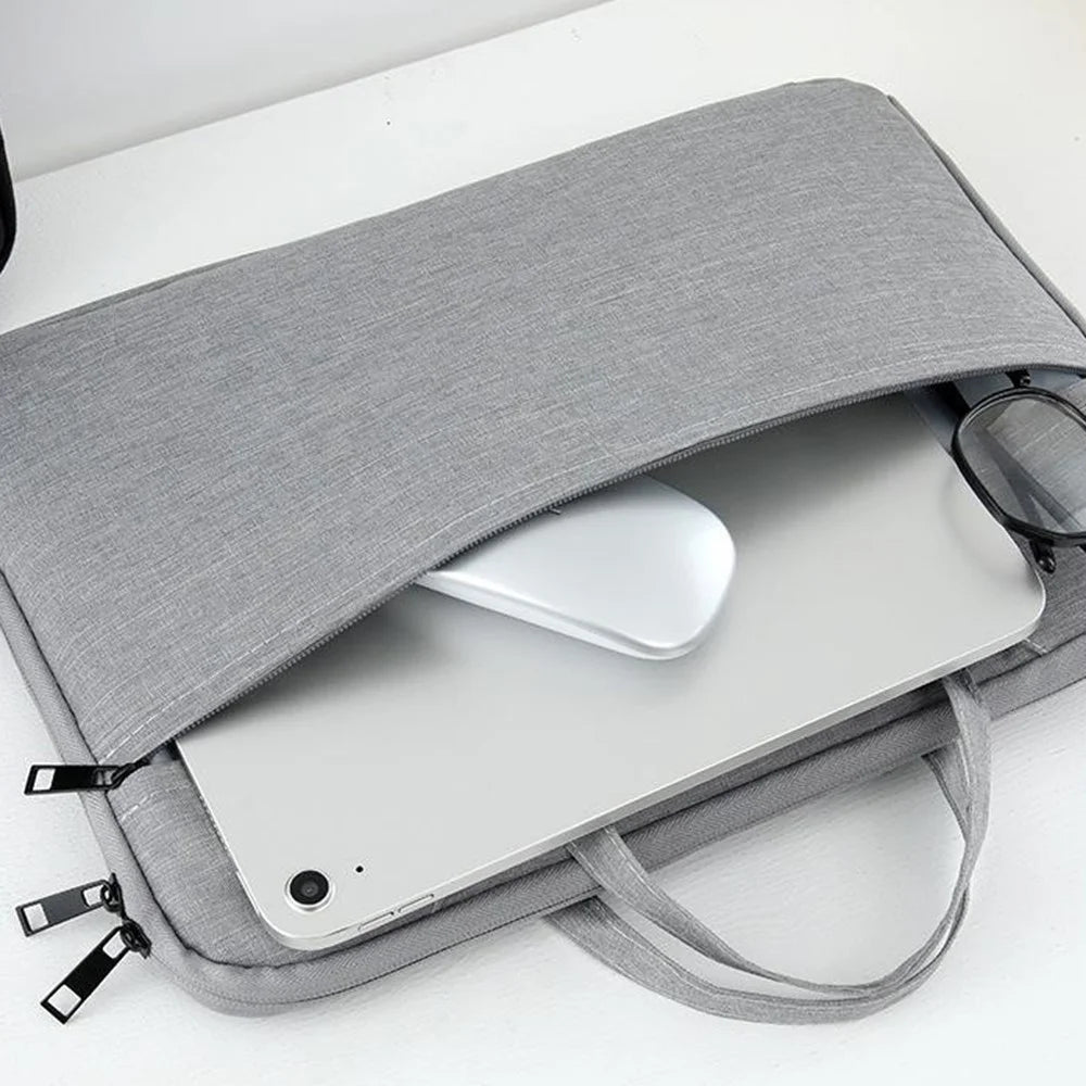 Laptop Bag for 15.6 inch Notebook 180 Degree Fully Opening Handle Business Style Computer Handbag with Front-Zip Pocket - Grey - 7