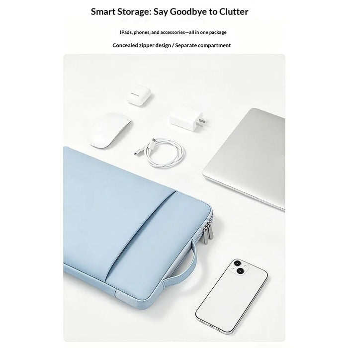 Multi-Function Laptop Sleeve Bag for 15-15.6 inch Notebook Tablet Portable Handle Waterproof Shockproof Storage Case - Blue - 7