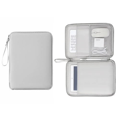 Laptop Sleeve Bag for 12.9 inch Tablet 180-degree Full Opening Portable Storage Organizer with Mouse Pad Function - Grey - 1