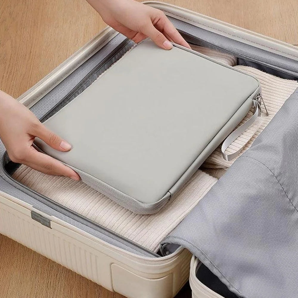 Laptop Sleeve Bag for 12.9 inch Tablet 180-degree Full Opening Portable Storage Organizer with Mouse Pad Function - Grey - 5