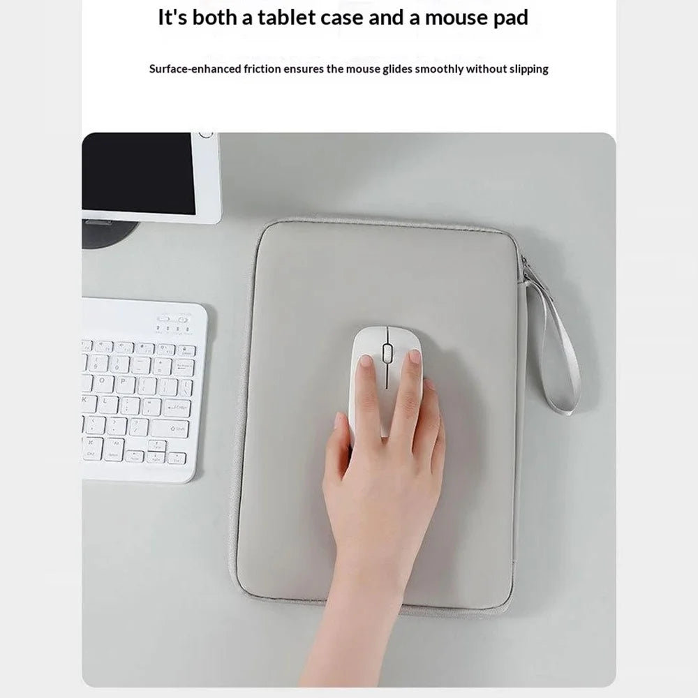 Laptop Sleeve Bag for 12.9 inch Tablet 180-degree Full Opening Portable Storage Organizer with Mouse Pad Function - Grey - 7