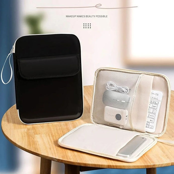 Laptop Bag 13 inch 180-Degree Full-Open Design Tablet Case PU Leather Shockproof Portable Computer Sleeve - Beige - 4