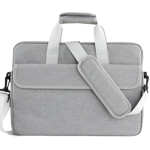 Crossbody Laptop Bag for 17 inch Notebook Magic Tape Closure Large Capacity Computer Tablet Bag with Adjustable Strap - Grey - 1