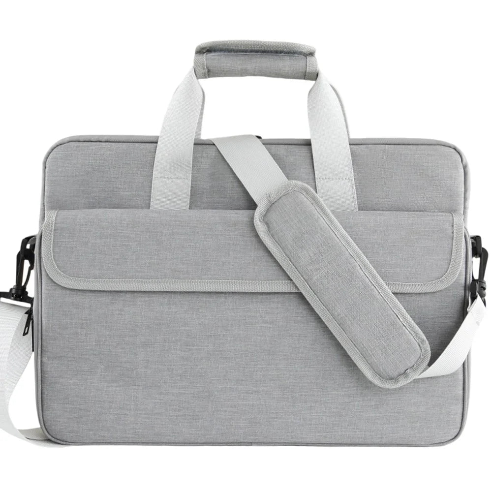 Crossbody Laptop Bag for 17 inch Notebook Magic Tape Closure Large Capacity Computer Tablet Bag with Adjustable Strap - Grey - 1