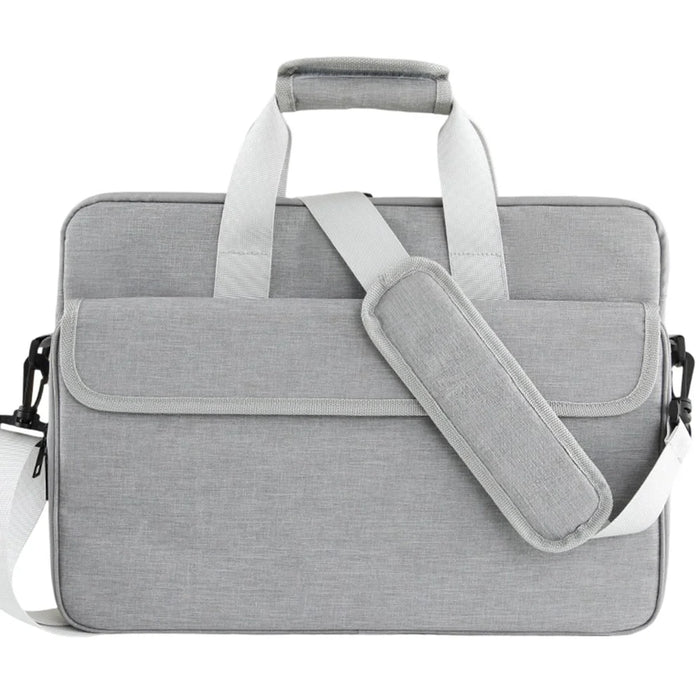 Crossbody Laptop Bag for 17 inch Notebook Magic Tape Closure Large Capacity Computer Tablet Bag with Adjustable Strap - Grey - 1