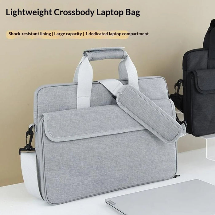 Crossbody Laptop Bag for 17 inch Notebook Magic Tape Closure Large Capacity Computer Tablet Bag with Adjustable Strap - Grey - 2