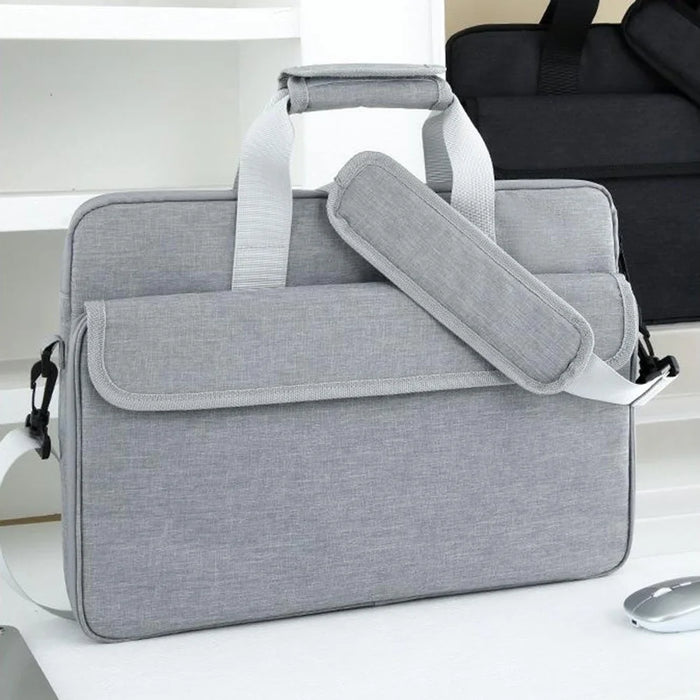 Crossbody Laptop Bag for 17 inch Notebook Magic Tape Closure Large Capacity Computer Tablet Bag with Adjustable Strap - Grey - 3