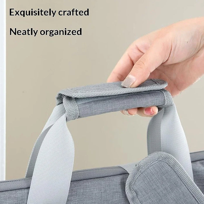 Crossbody Laptop Bag for 17 inch Notebook Magic Tape Closure Large Capacity Computer Tablet Bag with Adjustable Strap - Grey - 7