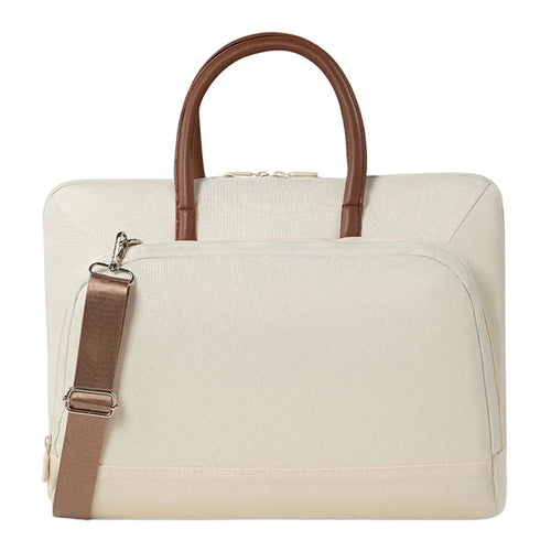 Laptop Bag 15-16 inch Urban Crossbody Tablet Messenger Bag Fleece-Lined Shockproof Protective Briefcase with Shoulder Strap - Beige - 1