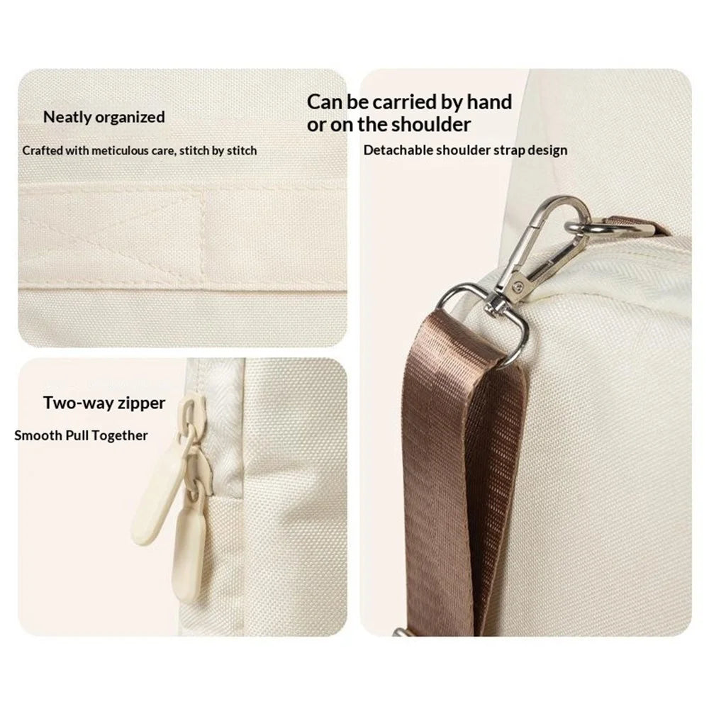 Laptop Bag 15-16 inch Urban Crossbody Tablet Messenger Bag Fleece-Lined Shockproof Protective Briefcase with Shoulder Strap - Beige - 6