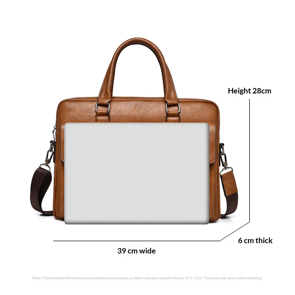 WEIXIER T665 Business Laptop Bag PU Leather Briefcase Waterproof Messenger Bag for 14 Inch Notebook - Black - 6