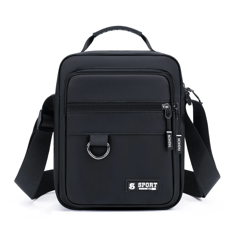 WEIXIER WD8047 Men Crossbody Bag Waterproof PU Leather Lightweight Business Shoulder Bag for Work Travel - Black - 1