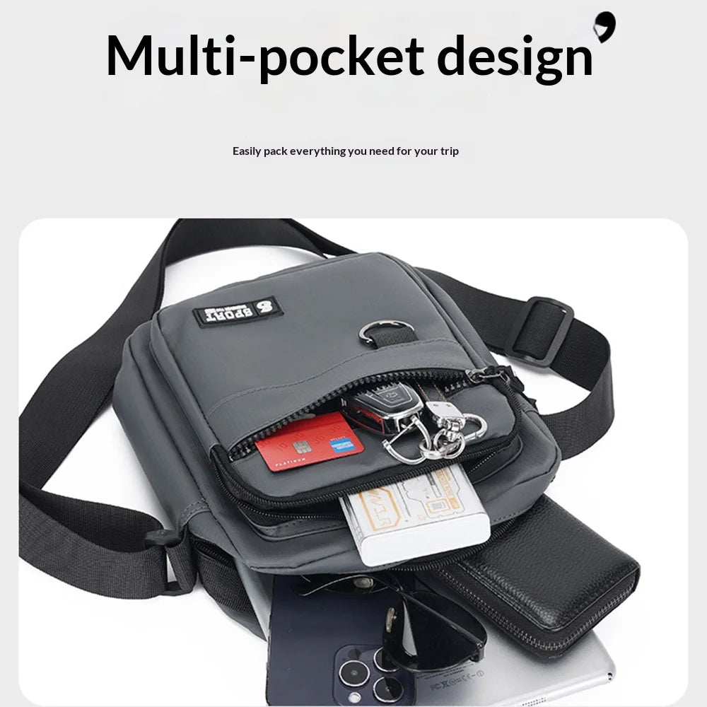 WEIXIER WD8047 Men Crossbody Bag Waterproof PU Leather Lightweight Business Shoulder Bag for Work Travel - Black - 5