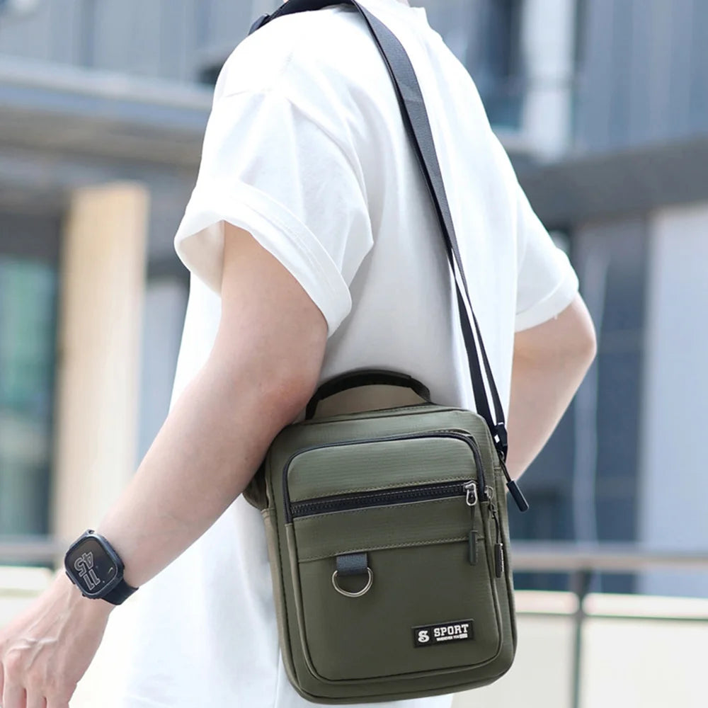 WEIXIER WD8047 Men Crossbody Bag Waterproof PU Leather Lightweight Business Shoulder Bag for Work Travel - Black - 7