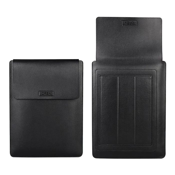 PU06 Waterproof PU Leather Foldable Laptop Riser Case for MacBook Huawei Xiaomi 13.3 Inch Notebook - Black - 2