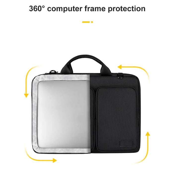 ST11 Laptop Handbag Sleeve Case Business Waterproof Pouch Shoulder Bag for 15.6 inch Notebook - Black - 2