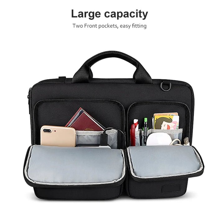 ST11 Laptop Handbag Sleeve Case Business Waterproof Pouch Shoulder Bag for 15.6 inch Notebook - Black - 4
