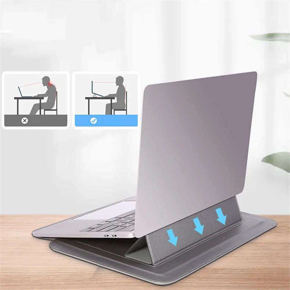 F-108 Magnetic Bag Waterproof Laptop Kickstand Sleeve for Laptop with 13.3-14 Inches - Black - 7