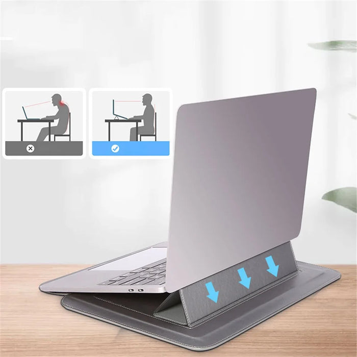 F-108 Magnetic Bag Waterproof Laptop Kickstand Sleeve for Laptop with 13.3-14 Inches - Black - 7