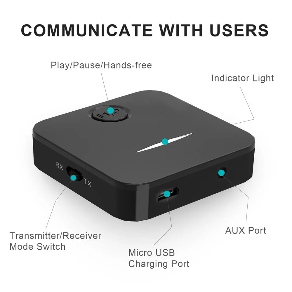 WB5 2 in 1 Bluetooth-compatible 5.0 Transmitter Receiver TV PC Car Speaker 3.5mm AUX Audio Adapter - 7