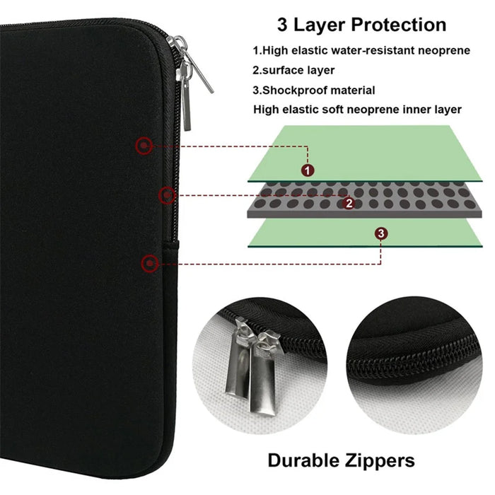 Portable Laptop Sleeve Cover Computer Liner Bag Shockproof Case for 14-15 inch Notebook - Black - 2