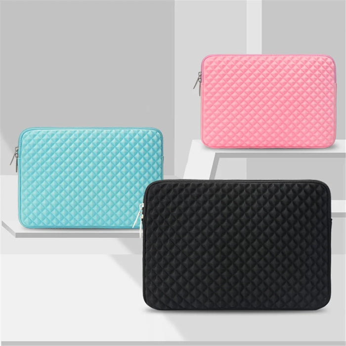 Solid Color Diamond Pattern Universal Laptop Carrying Sleeve Bag with Notebook Adapter Bag for 14-inch - 14.6-inch Laptop - Blue - 5