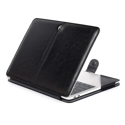 High-quality Shockproof Laptop Sleeve PU Leather Cover for MacBook Pro 14.2'' 2021 (A2442) - Black - 1