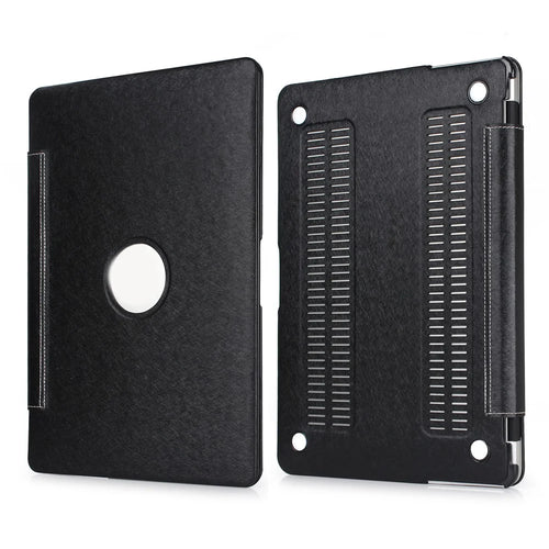PU Leather + PC Laptop Protective Shell Cover with Heat Dissipation Hollow-out Design for MacBook Pro 15.4 inch (A1707/A1990) - Black - 1