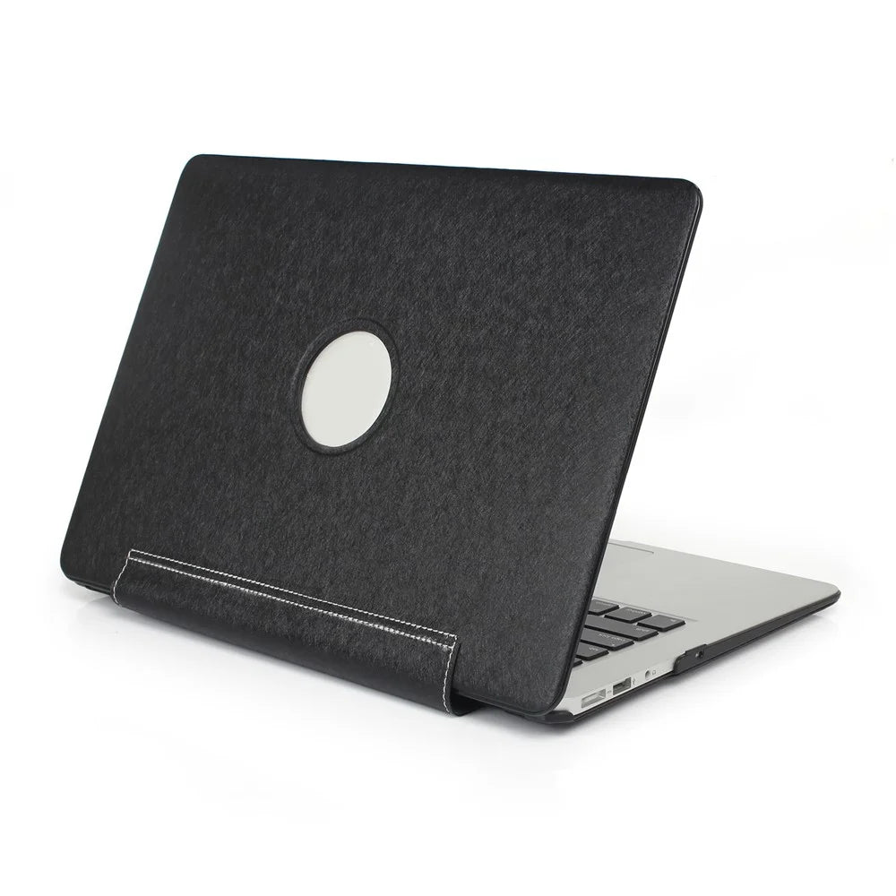 PU Leather + PC Laptop Protective Shell Cover with Heat Dissipation Hollow-out Design for MacBook Pro 15.4 inch (A1707/A1990) - Black - 3