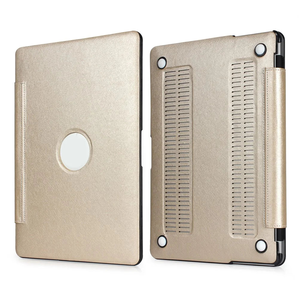 Stylish PU Leather + PC Notebook Protective Shell Case with Heat Dissipation Holes for Macbook 13.3 Retina (A1425/A1502) - Gold - 1