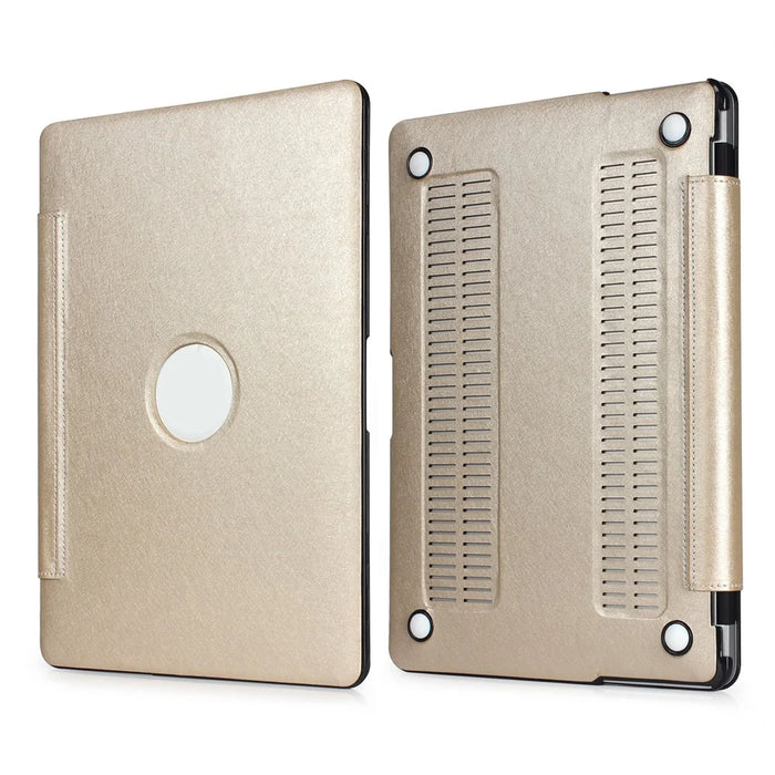 Stylish PU Leather + PC Notebook Protective Shell Case with Heat Dissipation Holes for Macbook 13.3 Retina (A1425/A1502) - Gold - 1