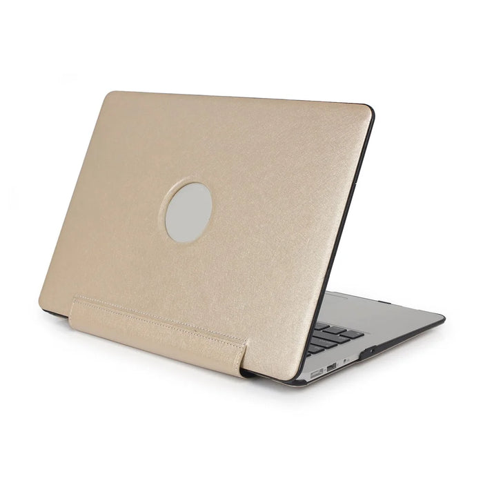 Stylish PU Leather + PC Notebook Protective Shell Case with Heat Dissipation Holes for Macbook 13.3 Retina (A1425/A1502) - Gold - 3