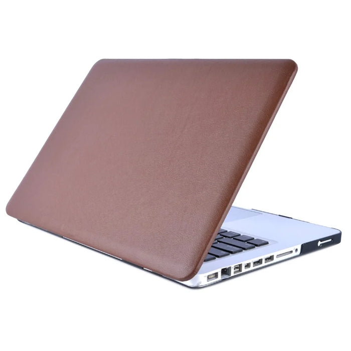 Anti-scratch PU Leather Coated PC Protective Case with Hollow-out Bottom for MacBook Air 13.3-inch (A1932/A2179/A2337) - Brown - 3