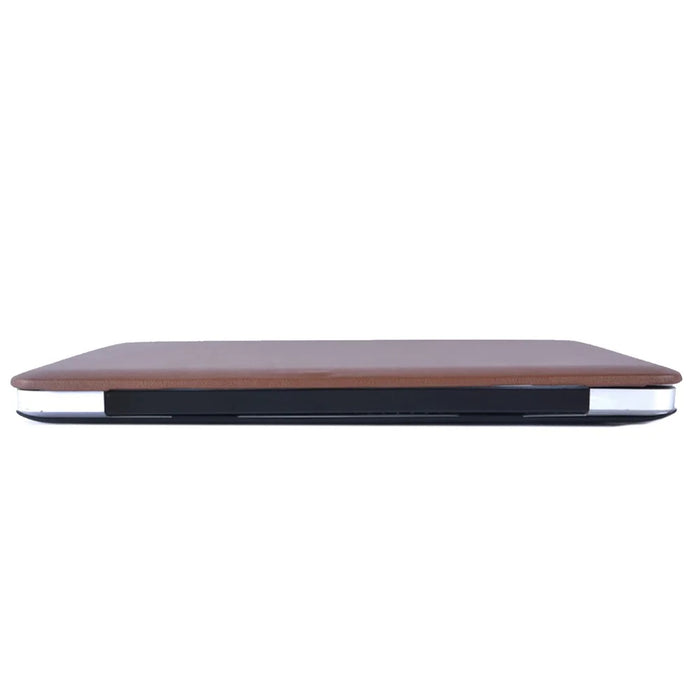 Anti-scratch PU Leather Coated PC Protective Case with Hollow-out Bottom for MacBook Air 13.3-inch (A1932/A2179/A2337) - Brown - 5