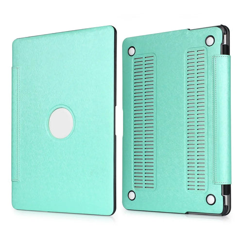 PU Leather + PC Protective Shell Cover with Hollow-out Bottom for MacBook Air 13.3 inch (A1932/A2179/A2337) - Green - 1