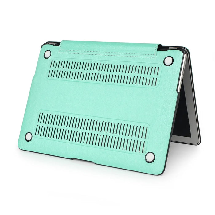 PU Leather + PC Protective Shell Cover with Hollow-out Bottom for MacBook Air 13.3 inch (A1932/A2179/A2337) - Green - 2