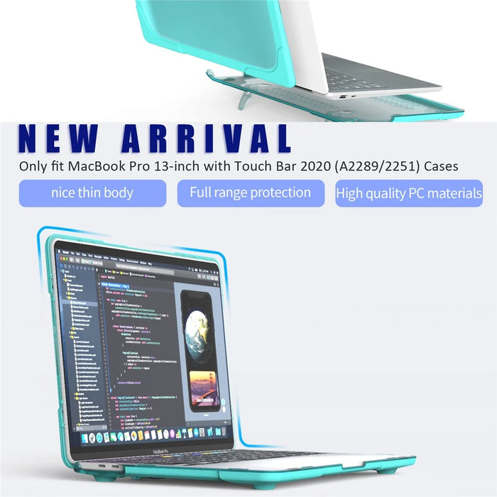 Hard PC Laptop Case Sleeve Notebook Computer Cover with Supporting Stand for MacBook Pro 13'' A2251 / A2289 / A2338 - Blue - 5