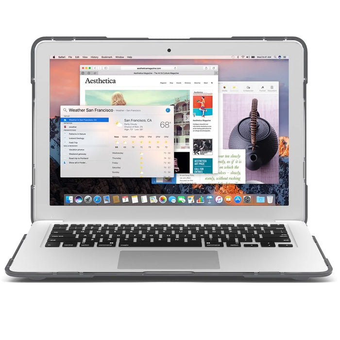 Supporting Stand Design Hard PC Anti-scratch Laptop Case Protective Notebook Cover for MacBook Air 13'' A1466 / A1369 - Grey - 4
