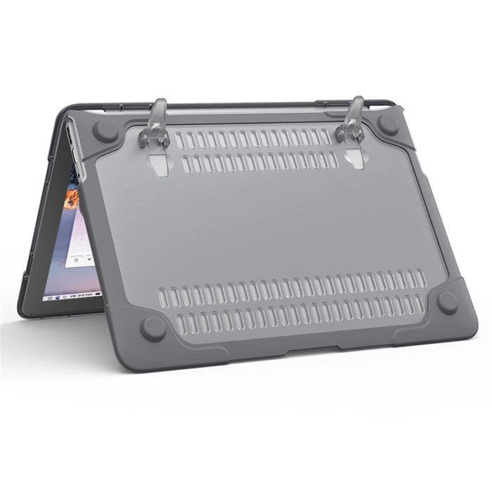 Supporting Stand Design Hard PC Anti-scratch Laptop Case Protective Notebook Cover for MacBook Air 13'' A1466 / A1369 - Grey - 6
