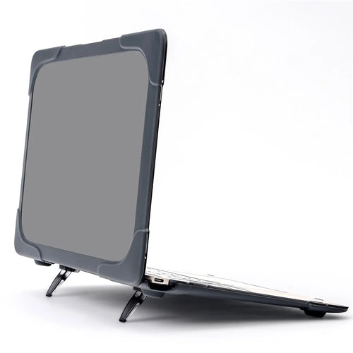Drop-proof Supporting Stand Design Hard PC Laptop Case Well-protected Notebook Cover for MacBook Retina 12'' A1534 / A1931 - Grey - 1