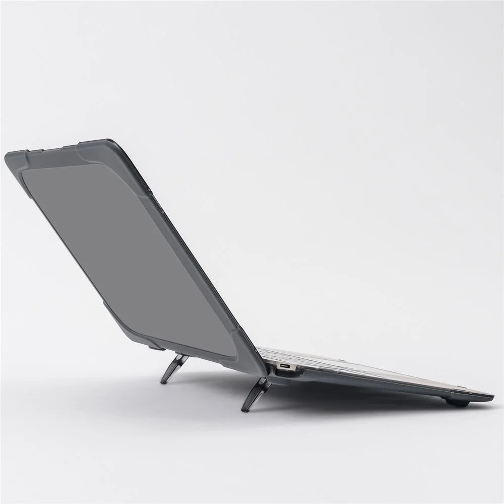 Drop-proof Supporting Stand Design Hard PC Laptop Case Well-protected Notebook Cover for MacBook Retina 12'' A1534 / A1931 - Grey - 4