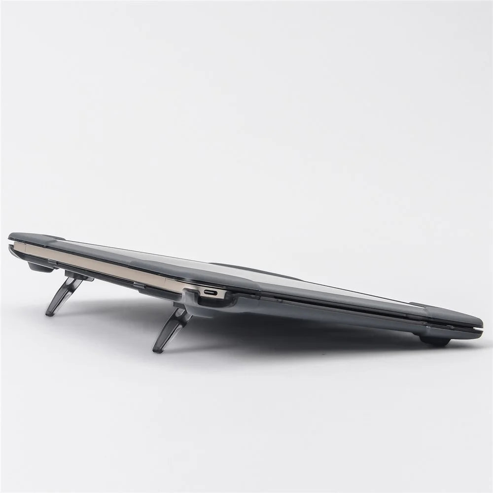 Drop-proof Supporting Stand Design Hard PC Laptop Case Well-protected Notebook Cover for MacBook Retina 12'' A1534 / A1931 - Grey - 6