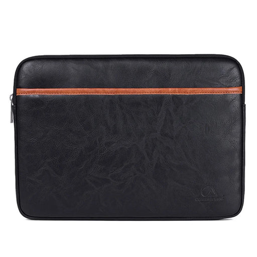 CANVASARTISAN L18-06 13-inch Fashionable Laptop Sleeve Laptop Simple Style PU Leather Carrying Pouch Bag - Black / Brown - 2