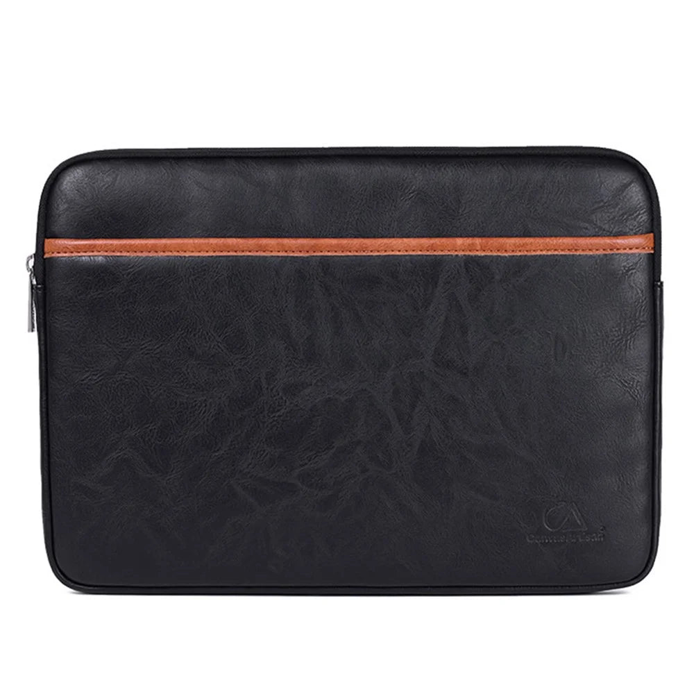 CANVASARTISAN L18-06 Shockproof Lining Laptop Sleeve 14-inch Notebook Computer Simple Style PU Leather Laptop Carrying Bag Laptop Cover - Black / Brown - 2