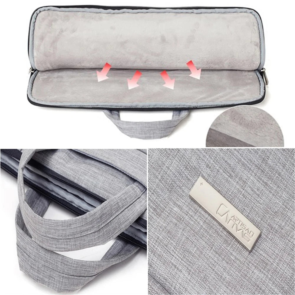 CANVASARTISAN L3-02 Large Capacity Simple Style Laptop Sleeve 14 inch Notebook Carrying Bag for School Business Work - Light Grey - 6