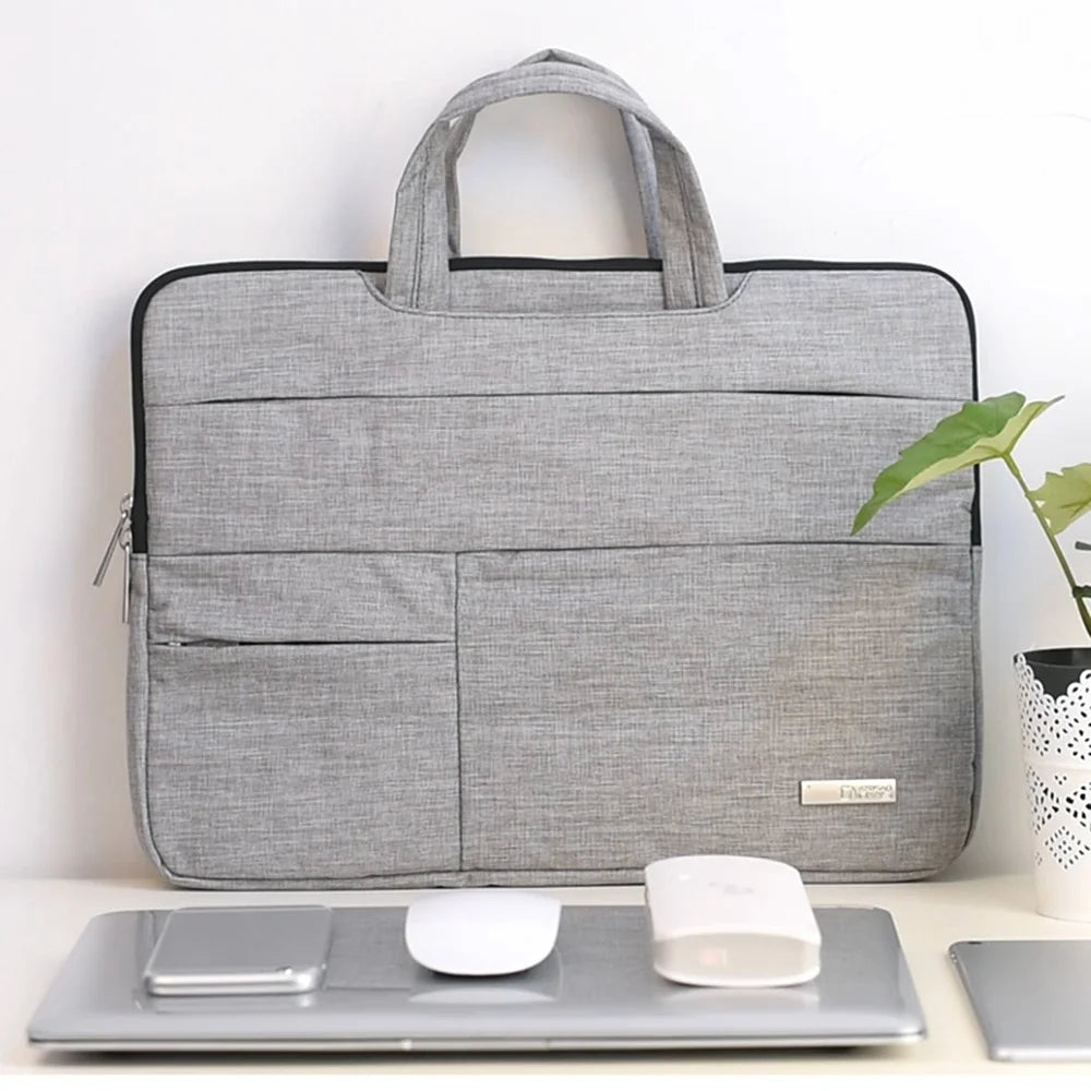 CANVASARTISAN L3-02 Simple Style Notebook Laptop Sleeve 15 inch Laptop Large Capacity Handbag Laptop Case - Light Grey - 3