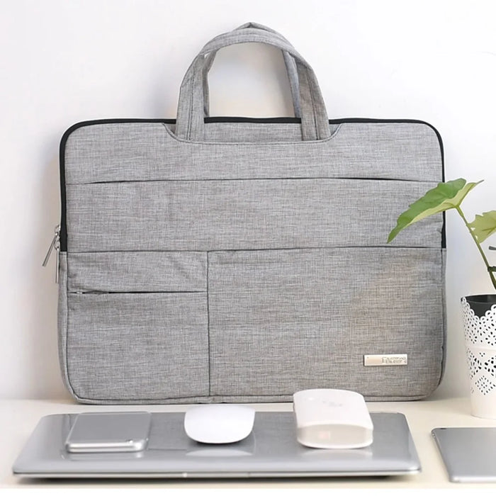 CANVASARTISAN L3-02 Simple Style Notebook Laptop Sleeve 15 inch Laptop Large Capacity Handbag Laptop Case - Light Grey - 3