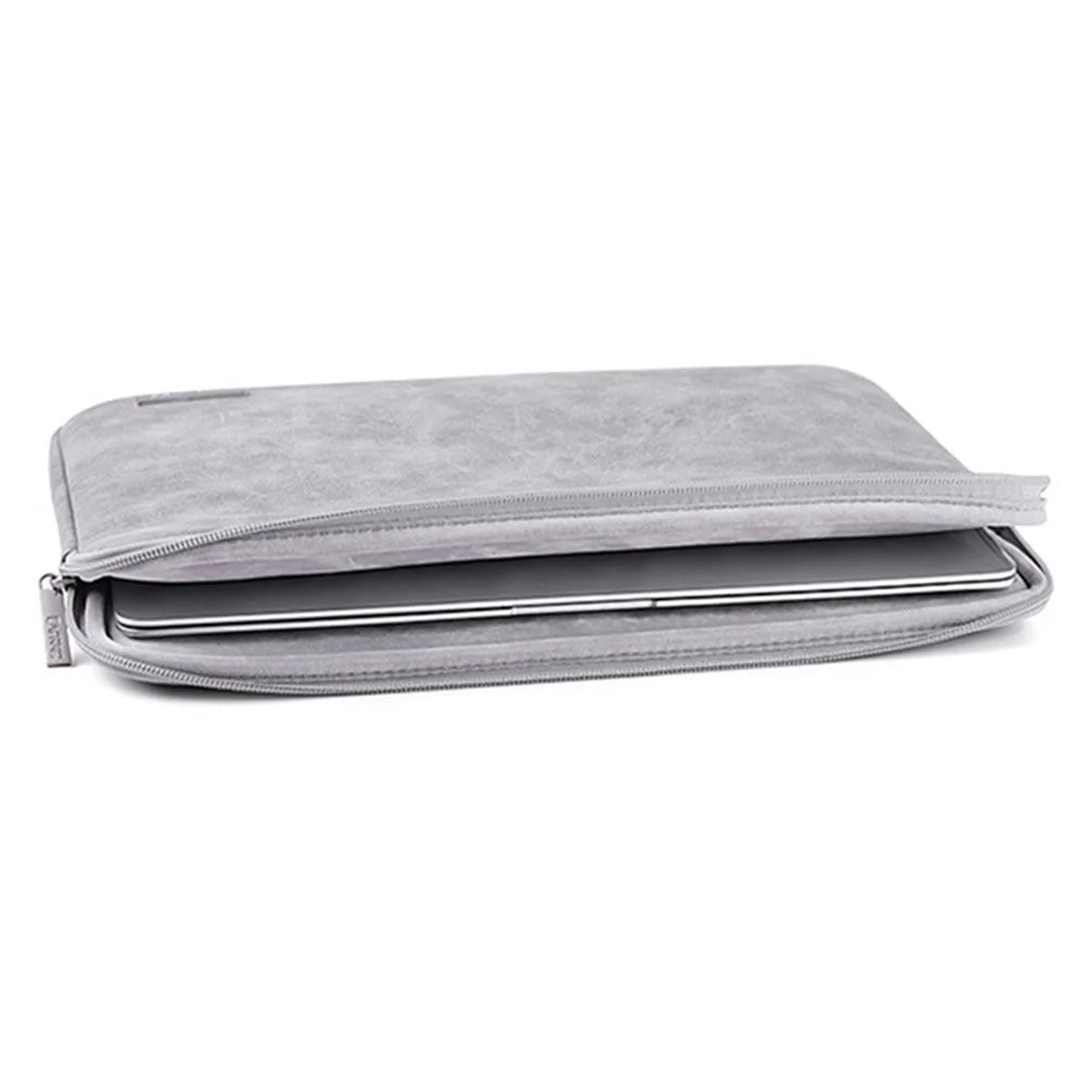 CANVASARTISAN L11-03 11 inch Shockproof Lining Laptop Case PU Leather Laptop Pouch Zipper Carrying Bag Computer Protective Storage Bag - Light Grey - 4