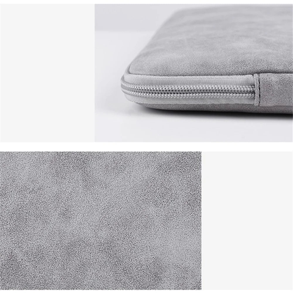 CANVASARTISAN L11-03 11 inch Shockproof Lining Laptop Case PU Leather Laptop Pouch Zipper Carrying Bag Computer Protective Storage Bag - Light Grey - 7