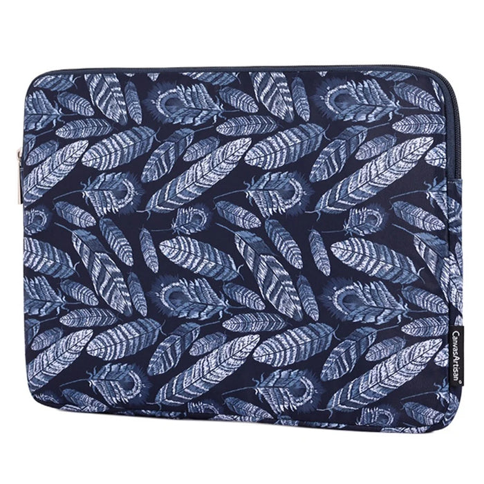 CANVASARTISAN H4-03 Leaves Pattern Zipper Laptop Sleeve Shockproof Lining Canvas Carrying Bag for 11-inch Notebook - 1